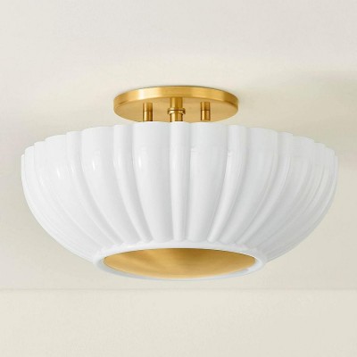 Sable Retro Mike Glass Pleated Flush Mount Celing Light Sable Retro Mike Glass Pleated Flush Mount Celing Light