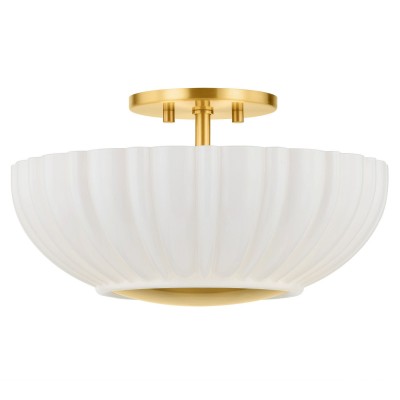 Sable Retro Mike Glass Pleated Flush Mount Celing Light Sable Retro Mike Glass Pleated Flush Mount Celing Light