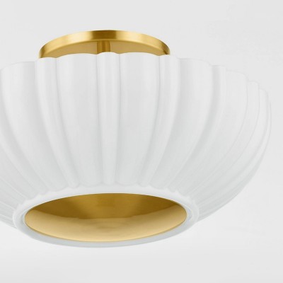Sable Retro Mike Glass Pleated Flush Mount Celing Light Sable Retro Mike Glass Pleated Flush Mount Celing Light