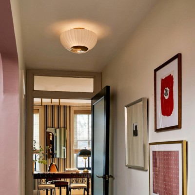 Sable Retro Mike Glass Pleated Flush Mount Celing Light Sable Retro Mike Glass Pleated Flush Mount Celing Light