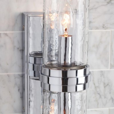 Cora Farmhouse Hammered Glass Double Tube Sconce Cora Farmhouse Hammered Glass Double Tube Sconce