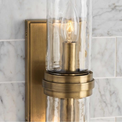 Cora Farmhouse Hammered Glass Double Tube Sconce Cora Farmhouse Hammered Glass Double Tube Sconce