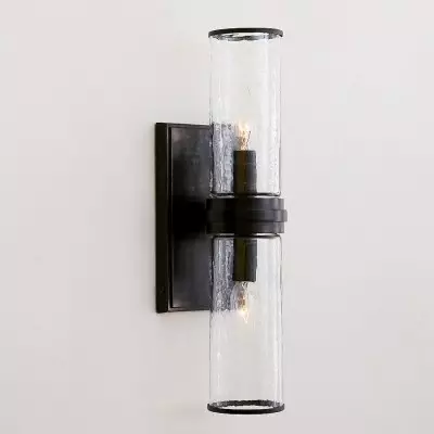 Cora Farmhouse Hammered Glass Double Tube Sconce Cora Farmhouse Hammered Glass Double Tube Sconce