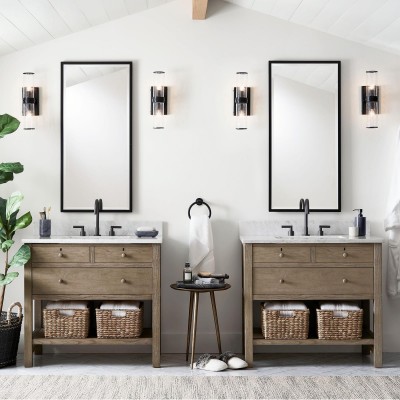 Cora Farmhouse Hammered Glass Double Tube Sconce Cora Farmhouse Hammered Glass Double Tube Sconce