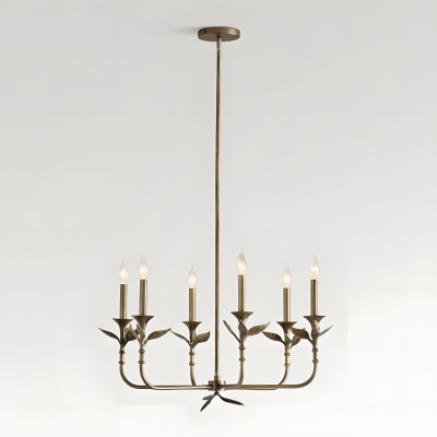 Jocelyn Retro Antique Brass Botanical Forged Iron Chandelier