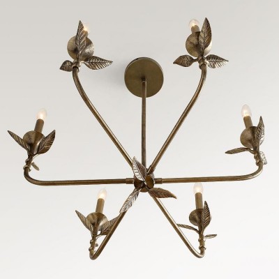 Jocelyn Retro Antique Brass Botanical Forged Iron Chandelier