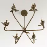 Jocelyn Retro Antique Brass Botanical Forged Iron Chandelier