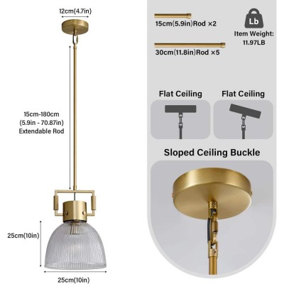 Poppy Farmhouse Ribbed Glass Dome Pendant Light Poppy Farmhouse Ribbed Glass Dome Pendant Light