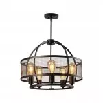 Iker Industrial Black 5-Light Metal Drum Chandelier Iker Industrial Black 5-Light Metal Drum Chandelier