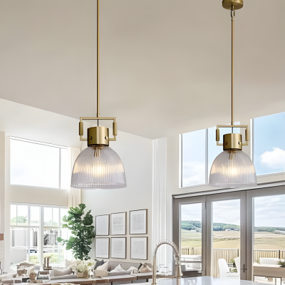 Poppy Farmhouse Ribbed Glass Dome Pendant Light Poppy Farmhouse Ribbed Glass Dome Pendant Light