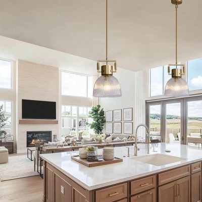 Poppy Farmhouse Ribbed Glass Dome Pendant Light Poppy Farmhouse Ribbed Glass Dome Pendant Light