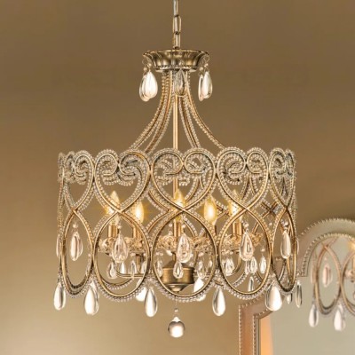 Neve Luxury French Antique Crystal Drum Chandelier Neve Luxury French Antique Crystal Drum Chandelier