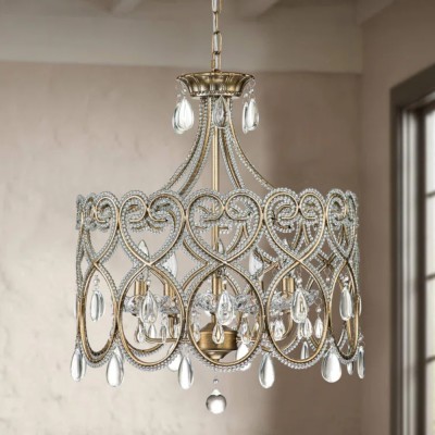 Neve Luxury French Antique Crystal Drum Chandelier Neve Luxury French Antique Crystal Drum Chandelier