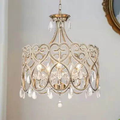 Neve Luxury French Antique Crystal Drum Chandelier Neve Luxury French Antique Crystal Drum Chandelier