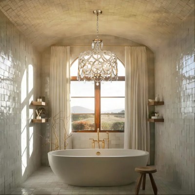 Neve Luxury French Antique Crystal Drum Chandelier Neve Luxury French Antique Crystal Drum Chandelier