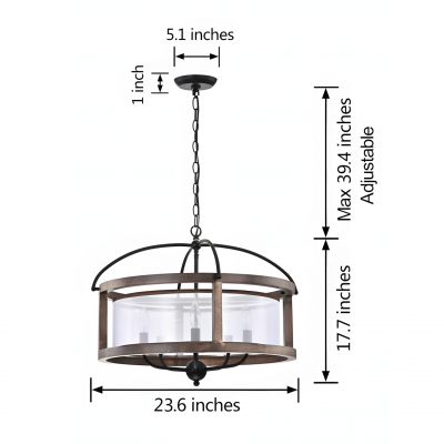 Aelric Farmhouse 5-Light Metal Frame Drum Chandelier