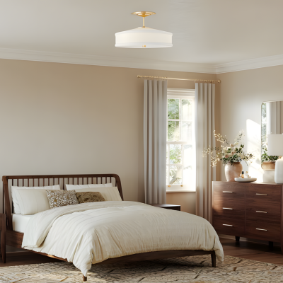 Delaney Rustic Fabric Drum Semi-Flush Mount Ceiling Light