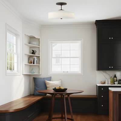 Delaney Rustic Fabric Drum Semi-Flush Mount Ceiling Light