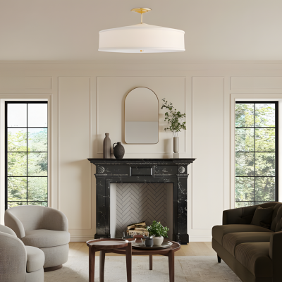 Delaney Rustic Fabric Drum Semi-Flush Mount Ceiling Light Delaney Rustic Fabric Drum Semi-Flush Mount Ceiling Light
