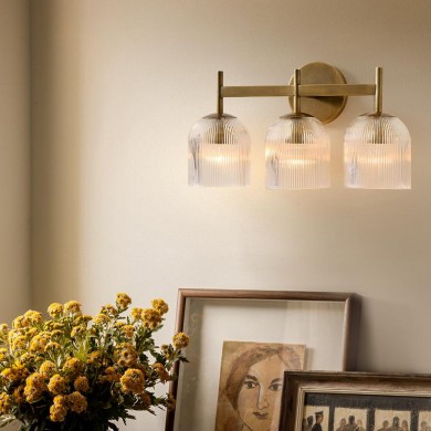 Alain Cooper Ribbed Glass Wall Sconce