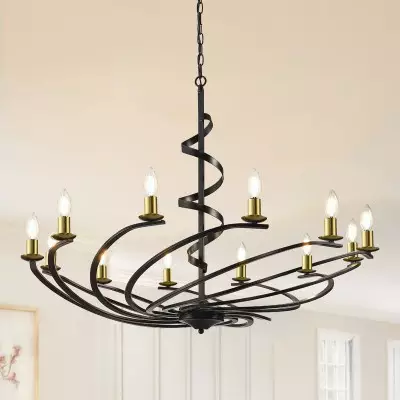 Clara Modern Matte Black Metal Spiral Chandelier