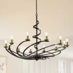 Clara Modern Matte Black Metal Spiral Chandelier