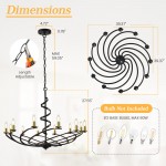 Clara Modern Matte Black Metal Spiral Chandelier