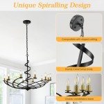 Clara Modern Matte Black Metal Spiral Chandelier