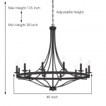 Adele Farmhouse Black Metal Wagon Wheel Chandelier Adele Farmhouse Black Metal Wagon Wheel Chandelier