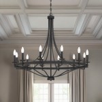 Adele Farmhouse Black Metal Wagon Wheel Chandelier Adele Farmhouse Black Metal Wagon Wheel Chandelier