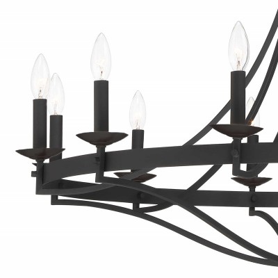 Adele Farmhouse Black Metal Wagon Wheel Chandelier