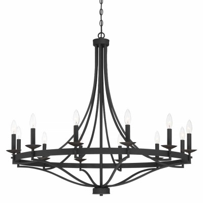 Adele Farmhouse Black Metal Wagon Wheel Chandelier