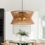Freja Boho Wood Drum Chandelier Freja Boho Wood Drum Chandelier