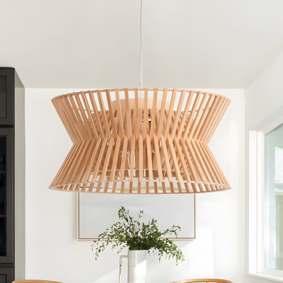 Freja Boho Wood Drum Chandelier Freja Boho Wood Drum Chandelier