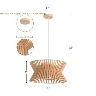 Freja Boho Wood Drum Chandelier