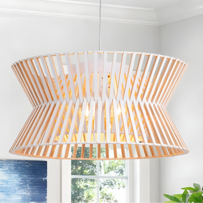 Freja Boho Wood Drum Chandelier