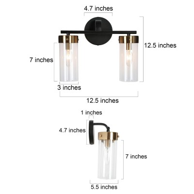 Eadric Modern Black Cylindrical Glass Wall Sconce Eadric Modern Black Cylindrical Glass Wall Sconce