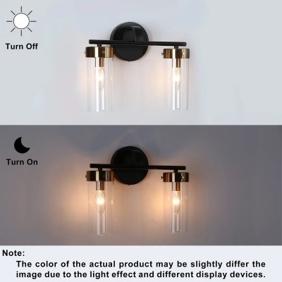 Eadric Modern Black Cylindrical Glass Wall Sconce Eadric Modern Black Cylindrical Glass Wall Sconce