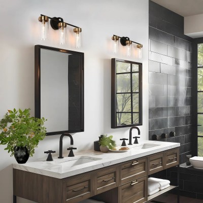 Eadric Modern Black Cylindrical Glass Wall Sconce Eadric Modern Black Cylindrical Glass Wall Sconce