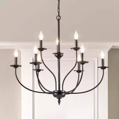 Caelestis Farmhouse 9 Light Metal Chandelier Caelestis Farmhouse 9 Light Metal Chandelier