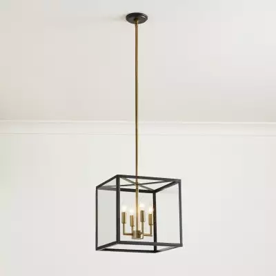 Bralen Rustic Square Lantern Glass Pendant Light Bralen Rustic Square Lantern Glass Pendant Light