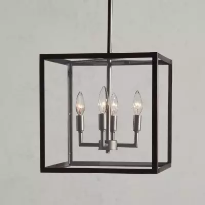 Bralen Rustic Square Lantern Glass Pendant Light Bralen Rustic Square Lantern Glass Pendant Light