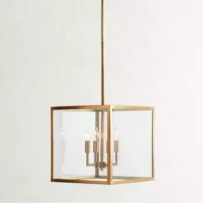 Bralen Rustic Square Lantern Glass Pendant Light Bralen Rustic Square Lantern Glass Pendant Light