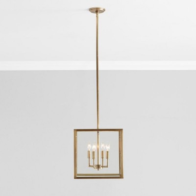 Bralen Rustic Square Lantern Glass Pendant Light Bralen Rustic Square Lantern Glass Pendant Light