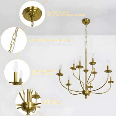 Caelestis Farmhouse 9 Light Metal Chandelier