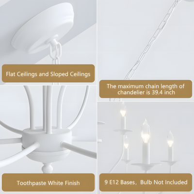 Caelestis Farmhouse 9 Light Metal Chandelier