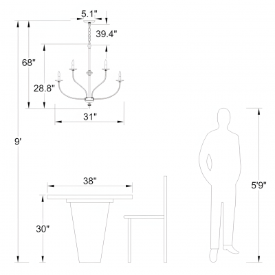Caelestis Farmhouse 9 Light Metal Chandelier