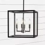 Bralen Rustic Square Lantern Glass Pendant Light Bralen Rustic Square Lantern Glass Pendant Light
