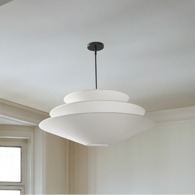 Orabella Scandinavian Tiered Linen Cone Pendant Light Orabella Scandinavian Tiered Linen Cone Pendant Light