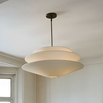 Orabella Scandinavian Tiered Linen Cone Pendant Light Orabella Scandinavian Tiered Linen Cone Pendant Light